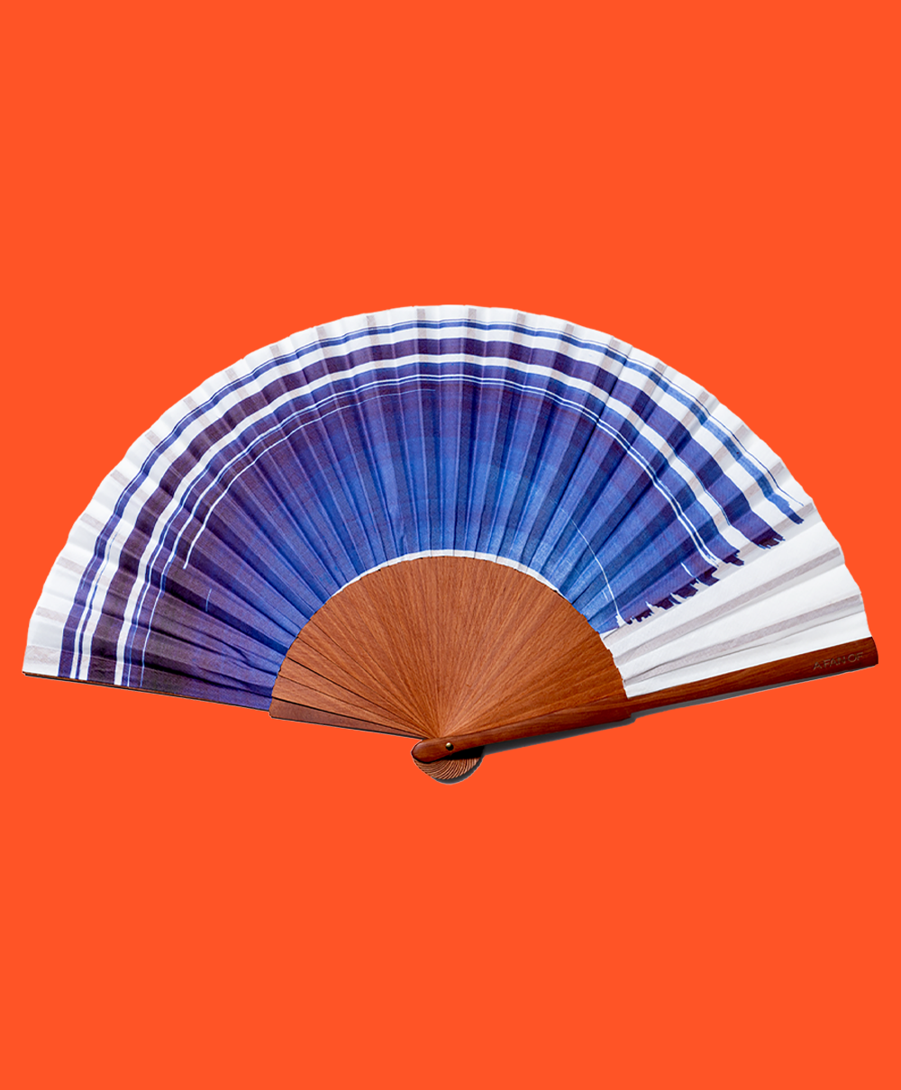 A FAN OF - Vendita all'ingrosso Ventaglio pieghevole portatile - Ventaglio FEEL FREE - 27 cm - Blu e bianco1