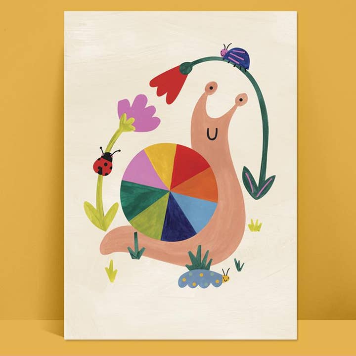 Rainbow Snail children's print for wholesale by Raspberry Blossom