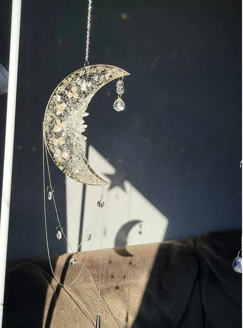 Grey Stone boutique - Wholesale Suncatcher - Moon Quartz Suncatcher, Celestial Mooncatcher, Fairytale Garden Decor, Christmas Holiday Gifts, Housewarming Decor3