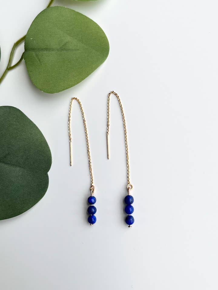 Enhebradores de piedras preciosas, pendientes enhebradores dorados, cadena en forma de gotas para venta al por mayor de Mountain Marigold Jewelry