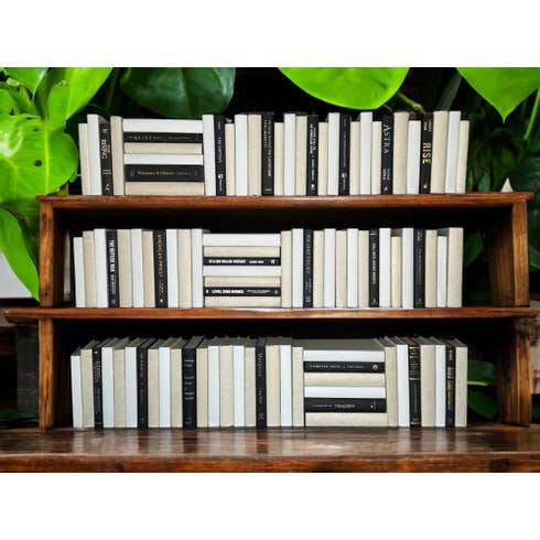 Ensemble de livres reliés en parchemin blanc et naturel pour la vente par BookStyled