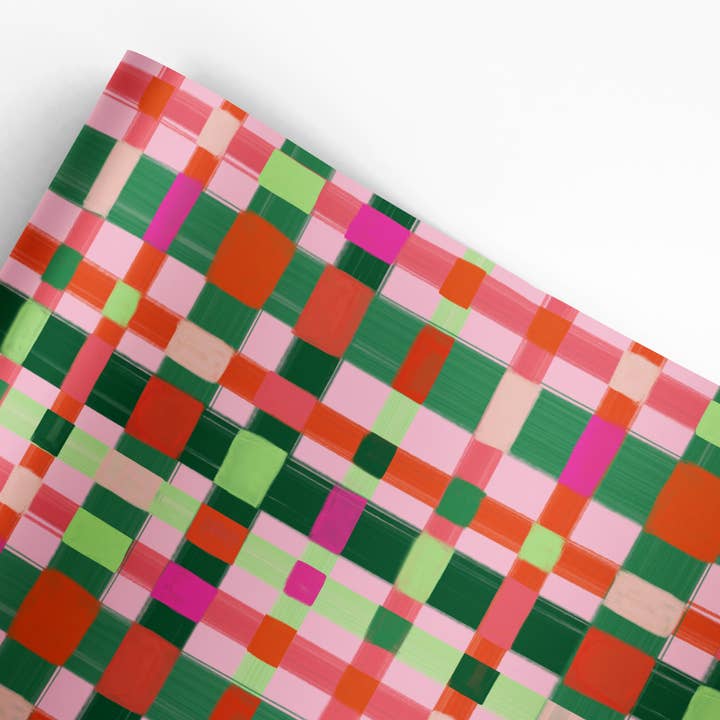 The Paper Curator - Wholesale Flat Wrap - Staggered Plaid Holiday Wrap1