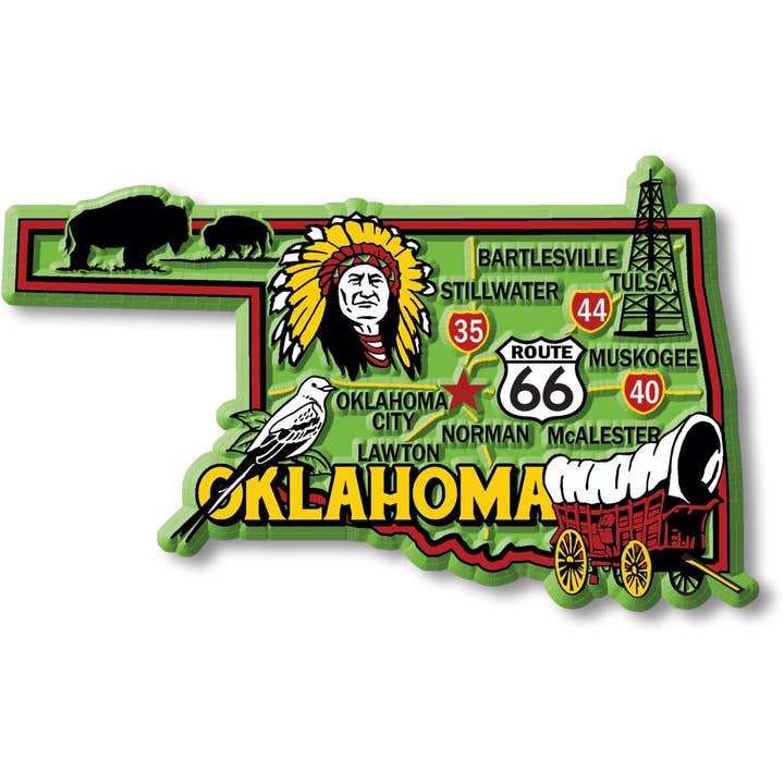 Oklahoma Colorful State Magnet Collectible Made in USA for wholesale by 7 Star