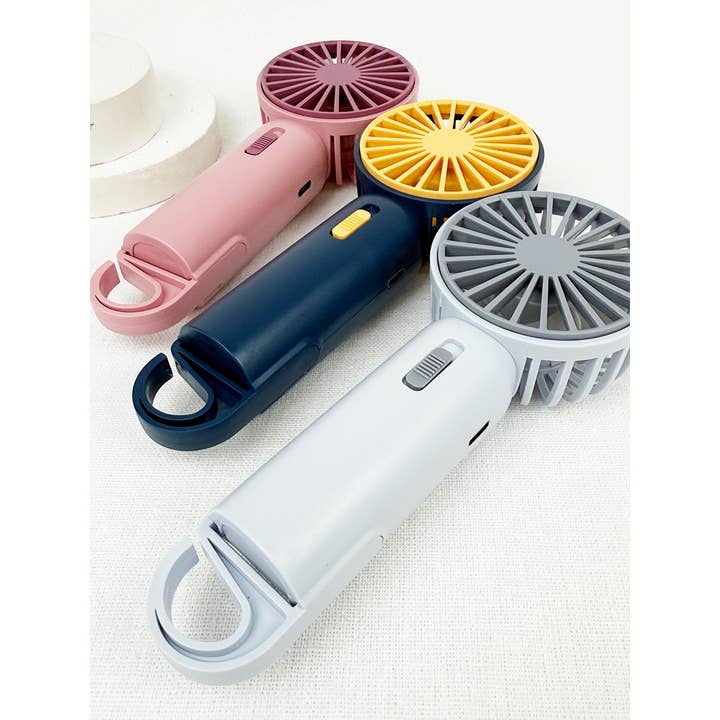 MIX COLOR Portable Hand Fan with Pull out Stand for wholesale on Faire