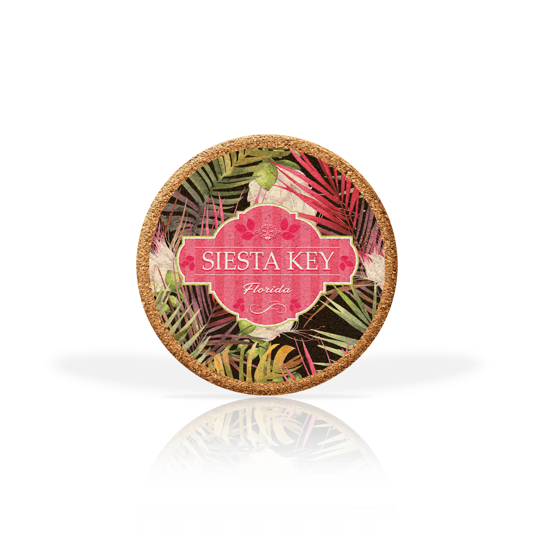 Matrix – wholesale Underlägg – Anpassad tropisk blommig på Black Cork Coasters Collection12