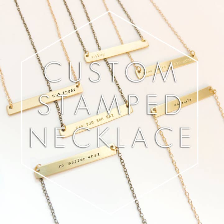 Grey Theory Mill - Wholesale Pendant/Charm Necklace - Custom Stamped Bar Necklace **NEW CHAIN**