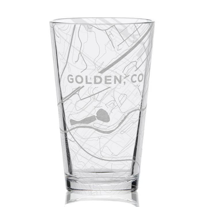 GOLDEN, CO indgraveret bygadekort 16 oz pintglas for engroshandel hos LumEngrave
