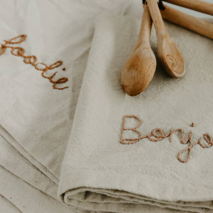 Eloise et moi – wholesale Kökshandduk – Handbroderad Handfärgad Ekologisk bomull Kökshandduk22