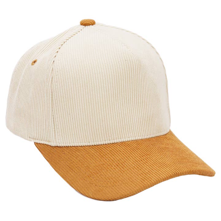 Cap Zone - Wholesale Baseball Cap - Unisex - Premium Corduroy Beige Upper Baseball Cap