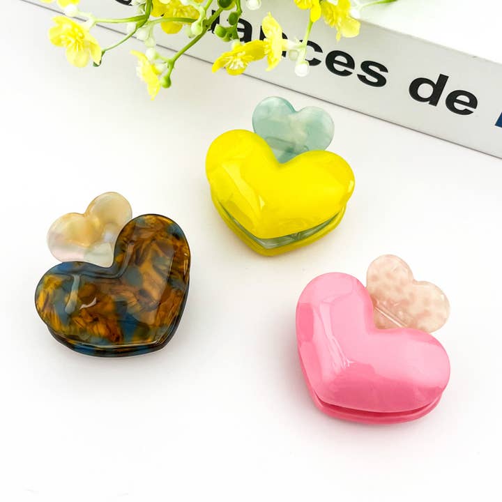 Herzförmige Acetat-Haarspange, Valentinstag-Haarspange für den Großhandel von TheDivaSoap