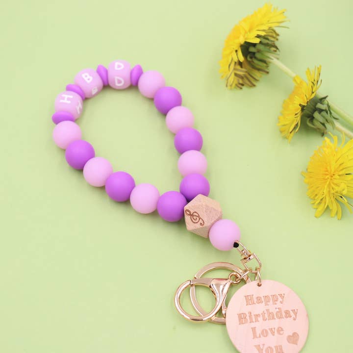 Sparkle Being - Wholesale Keychain Bracelet - Silicone Beaded Wristlet - Glitter Bangle Keychain1