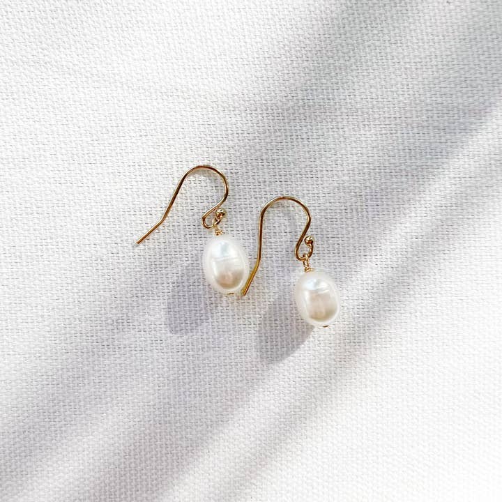 Kaia Freshwater Pearl Dangle Earrings Gold / Silver for wholesale by True by Kristy Jewelry