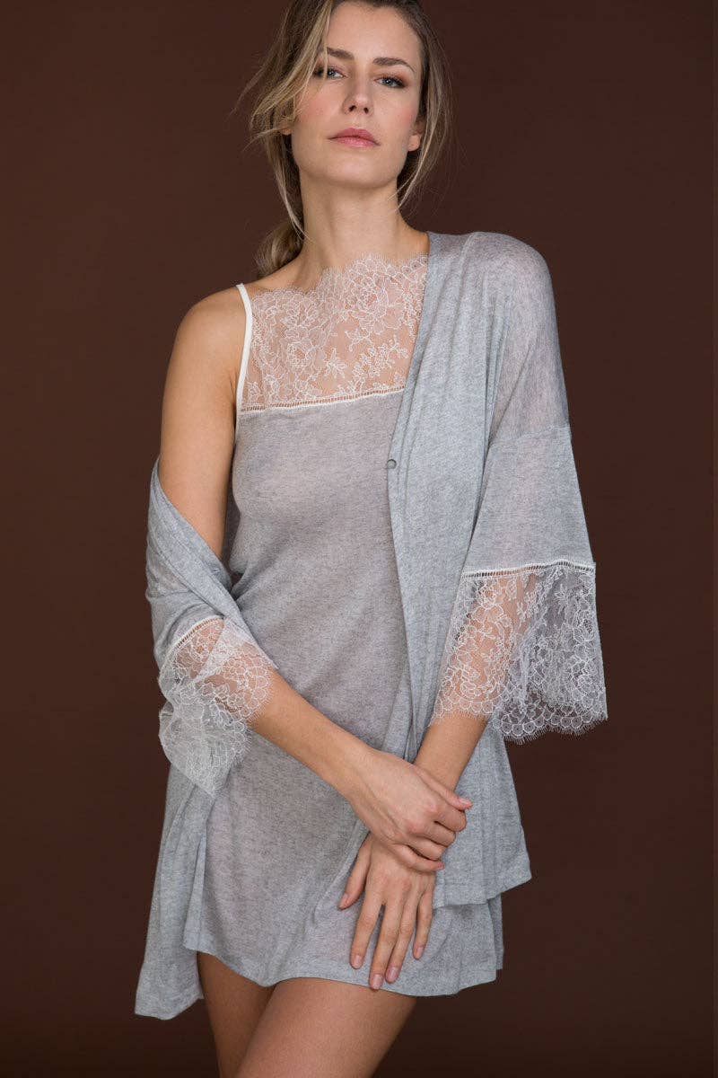 gray 784 01 Shoulder Pockets - Cashmere blend with Dante lace for wholesale on Faire1