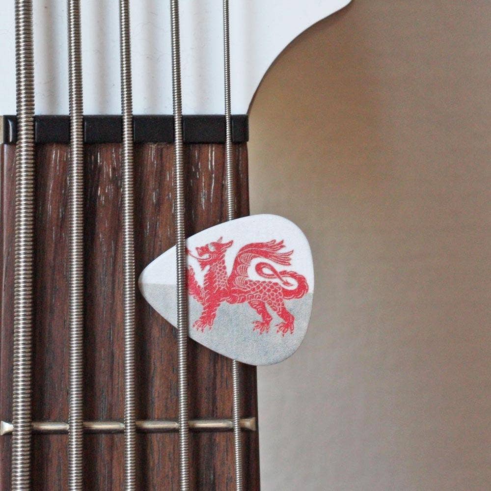 The Welsh Gift Shop – wholesale Music accessory – Plectrum / Guitar Pick Set - Welsh Dragon & Roc a Rol1