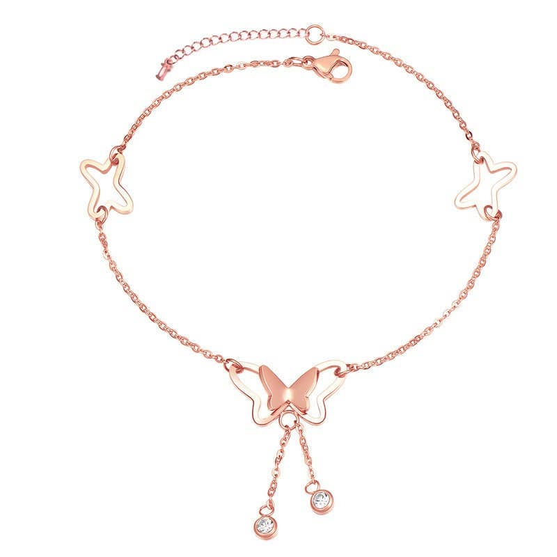 Perimade & Co. LLC - Wholesale Anklet - Dainty Cute Butterfly Ankle Bracelet Anklet in Solid Copper7