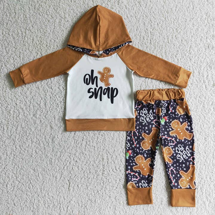 Baby Boys Oh Snap Christmas hoodie pants clothes sets for wholesale by Aier Wholesale