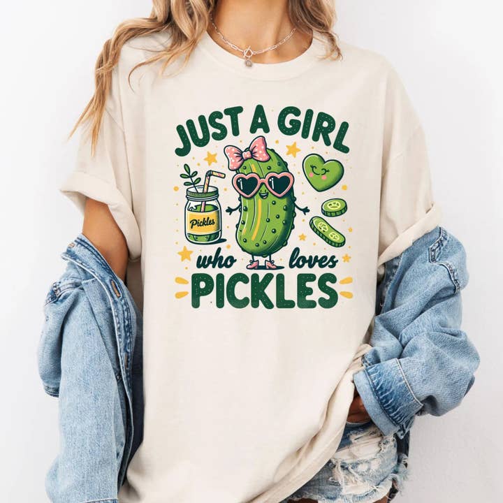 Trasferimento a Colori DTF - Solo una Ragazza a cui Piacciono i Cetriolini per la vendita all'ingrosso da parte di Small Biz Shipping Co