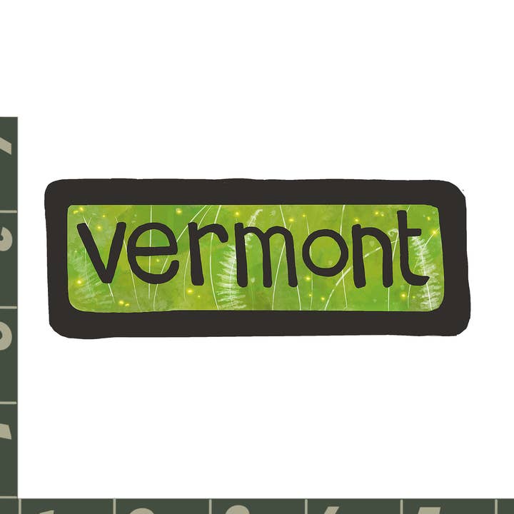 Destination : Vermont - aimant ou autocollant - fougères vertes pour la vente par Hudson Illustration Co - About Town Co