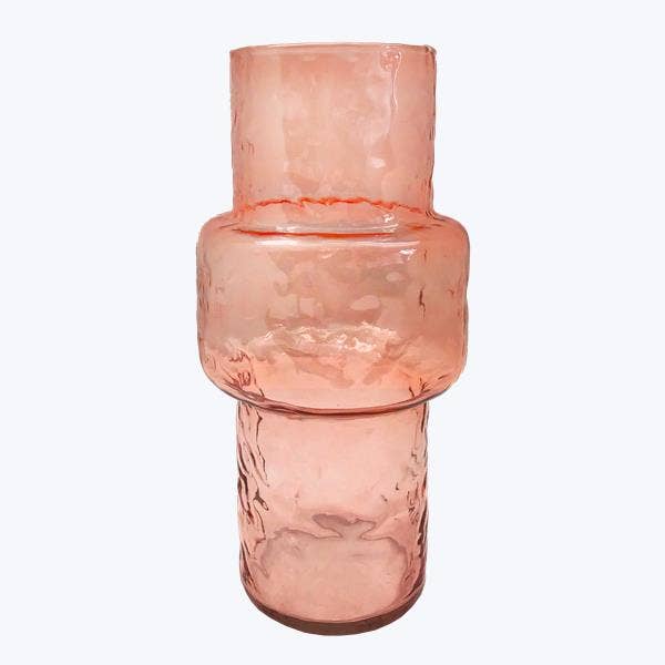 Soft Peach Color Hammered Glass Vase for wholesale by Young's