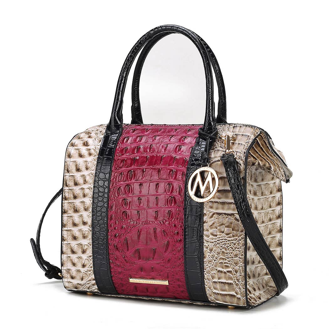 MKF Collection - Venta al por mayor Bolso con correa - Mujer - Bolso Ember de piel vegana con estampado de cocodrilo sintético para mujer12