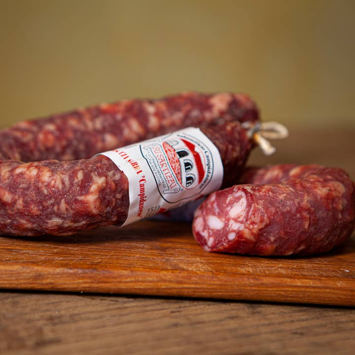 Salsicia sarda campidanese senza lattosio, 100% Italia per la vendita all'ingrosso da parte di Salumificio Campidanese Su Sartizzu