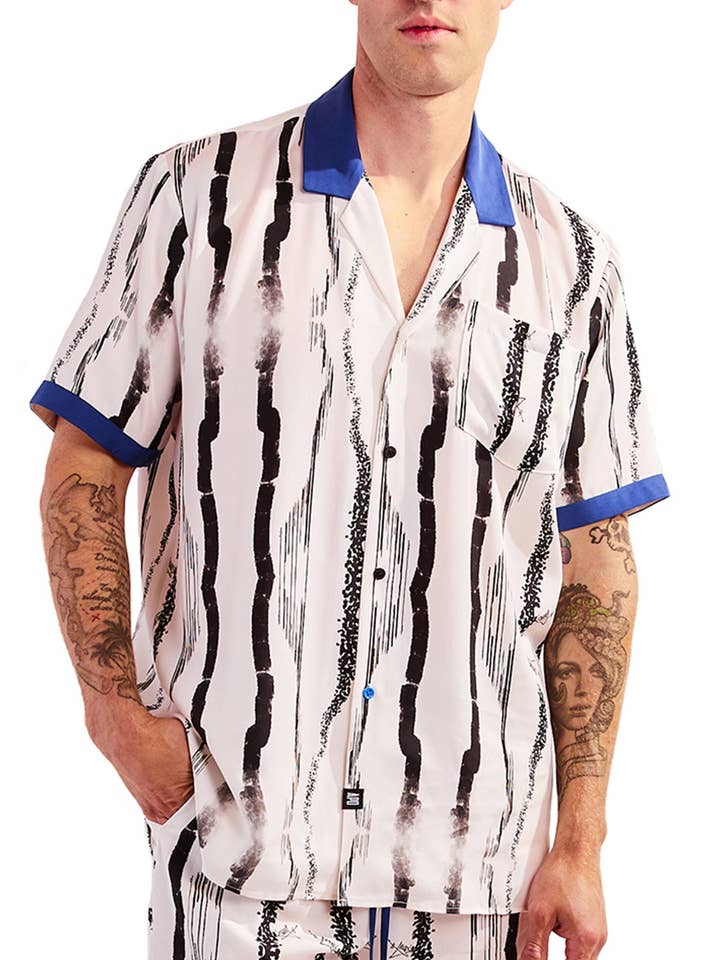 Amy Page DeBlasio - Vendita all'ingrosso Camicia button down - Uomo - Camicia abbottonata in Tencel con stampa personalizzata0