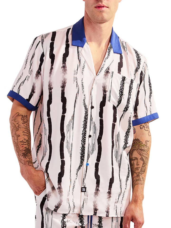 Amy Page DeBlasio - Wholesale Button Down Shirt - Men's - Button-Down Shirt in Custom Print Tencel