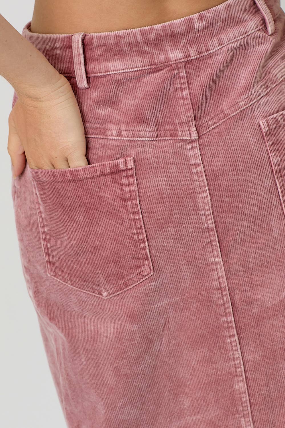 Mystree - Wholesale Skirt - Women's - 60742 Washed Front Slit Corduroy Skirt11