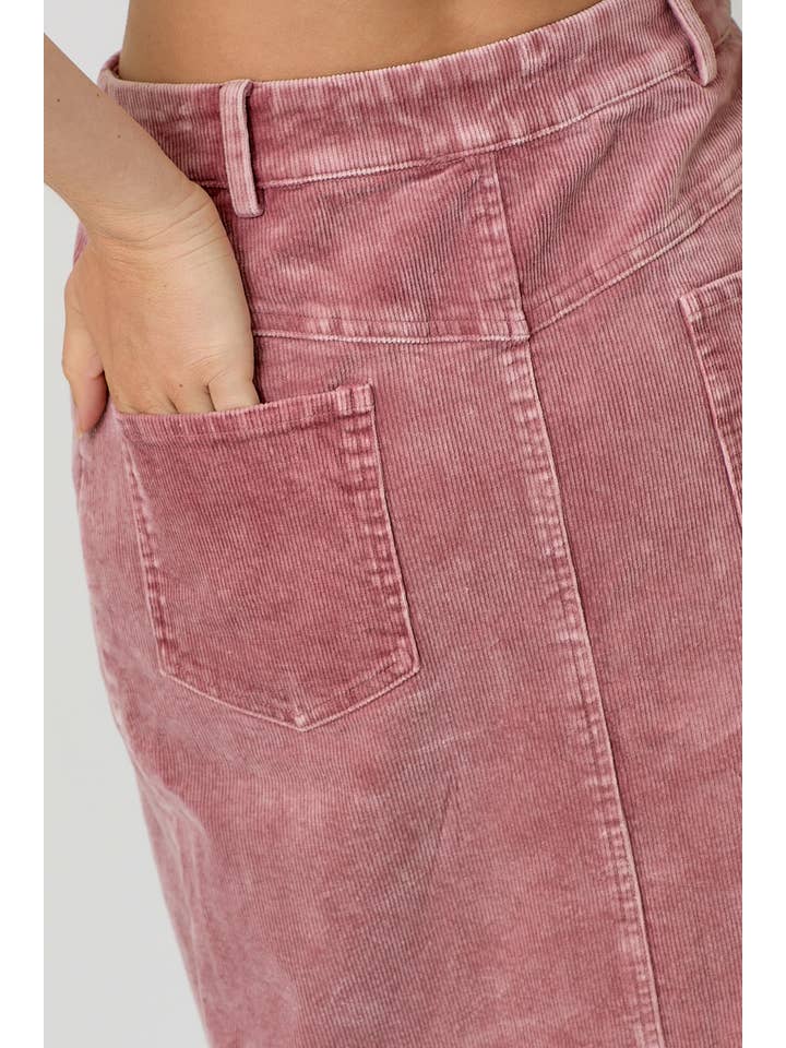 Mystree - Wholesale Skirt - Women's - 60742 Washed Front Slit Corduroy Skirt11