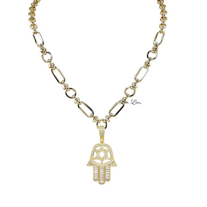 Love, Lisa – wholesale Pendant/charm necklace – Hailey Hamsa Star of David Necklace
