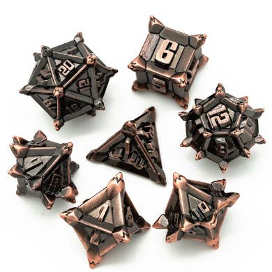 Foam Brain Games - Wholesale Dice - Warrior's Flail: Copper - Metal RPG Dice Set
