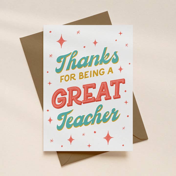 Contemporary Thank You Teacher Card Great Teacher for wholesale by Silky Rose Design