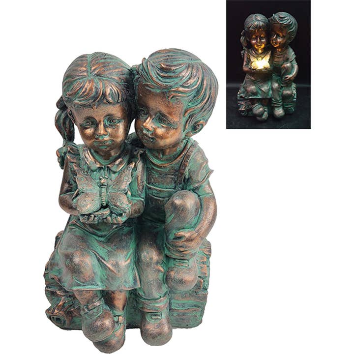 10.7" Solar Boy & Girl with Butterfly for wholesale by Santa’s Workshop Inc.