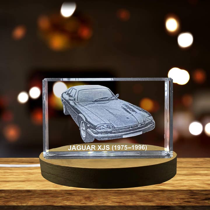 Exquisite 3D Engraved Crystal of the Iconic 1975-1996 Jaguar for wholesale by AB Crystal Collection