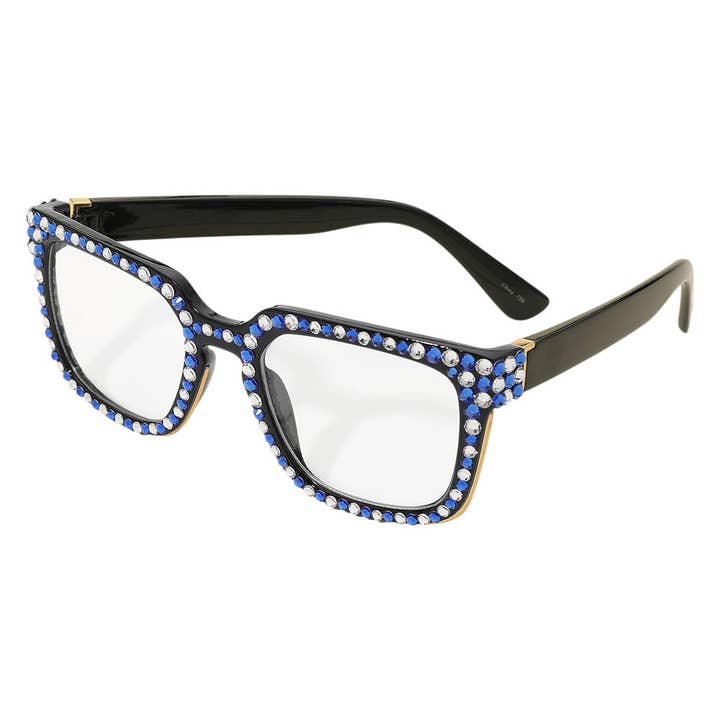 Sensibling Corp. - Wholesale Sunglasses - Women's - Crystal Embellished Clear Lens Wayfarer Sunglasses2