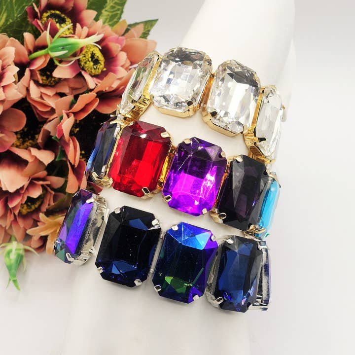 Daemon srls - Wholesale Bangle Bracelet - MARGOT LUXE - Bracciale elasticizzato con pietre sfaccettate -luce colection14