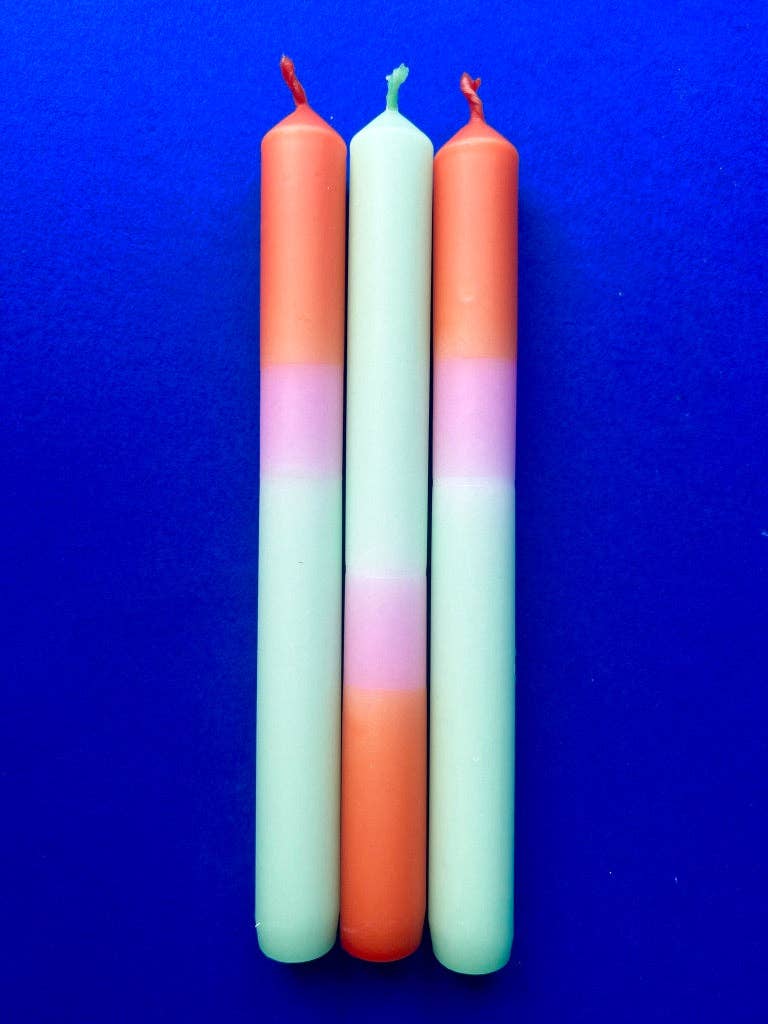 The Colour Emporium – wholesale Tapered candle/candlestick – FISHERMAN'S FRIEND Dip Dye Dinner Candles Trio4