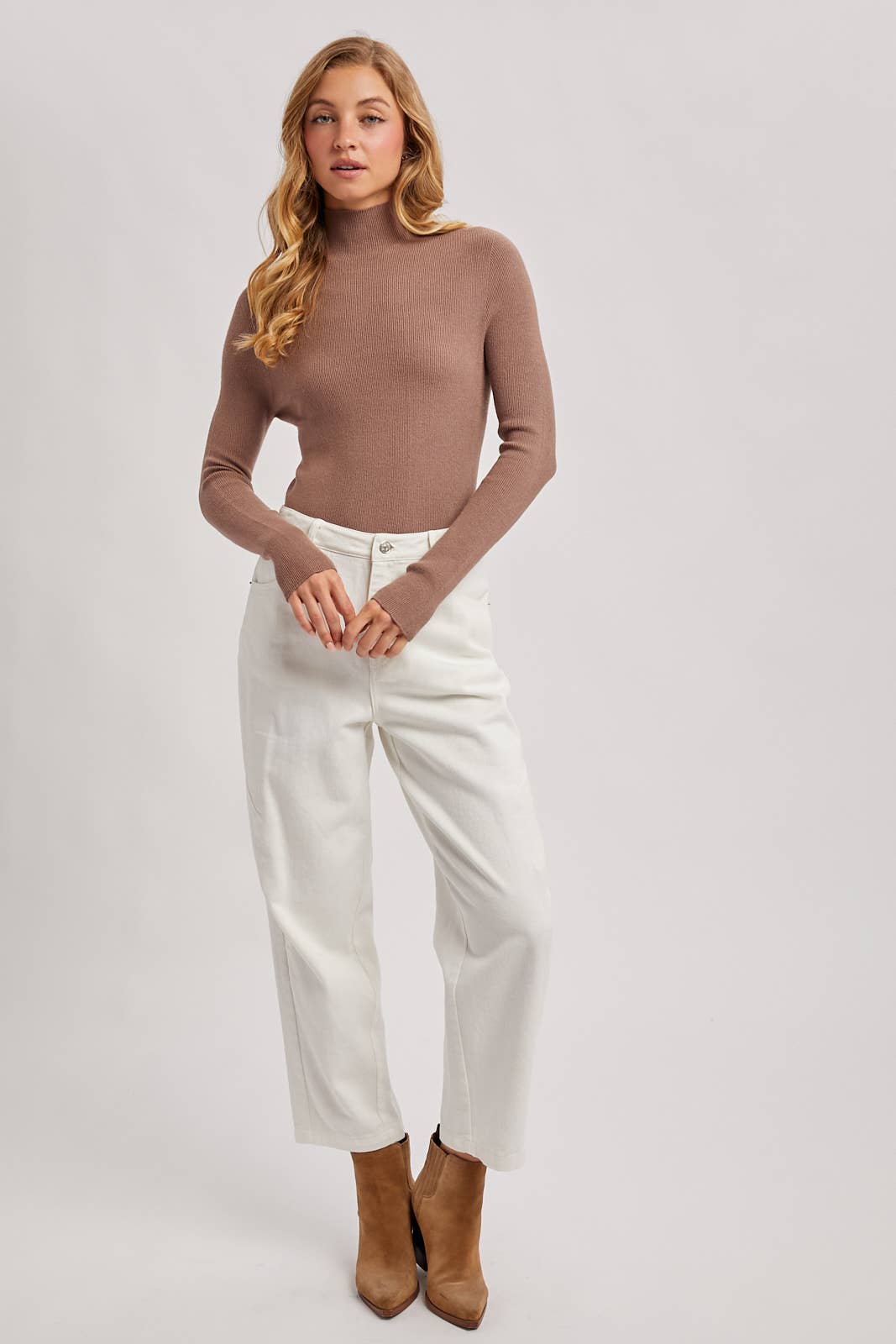 Bluivy - Wholesale Knit Sweater - Women's - WHOLEGARMENT MOCK NECK RIBBED KNIT SWEATER39