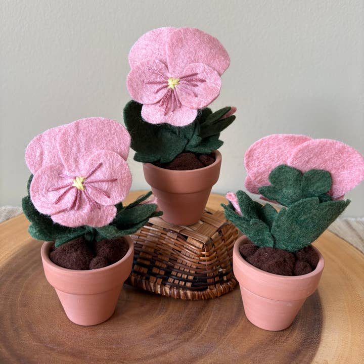 ForgetBKnot - Wholesale Artificial Flowers - Pansy Felt Forever Flower2