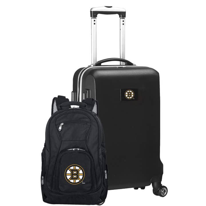 NHL Boston Bruins Deluxe 2 Piece Backpack & Carry-On Set for wholesale by Mojo Licensing