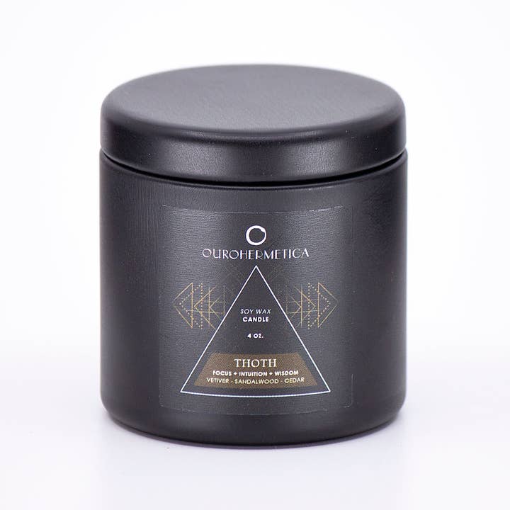 OuroHermetica - Wholesale Jar/Filled Candle - Thoth Ritual Soy Candle with Botanicals & Tigers Eye1