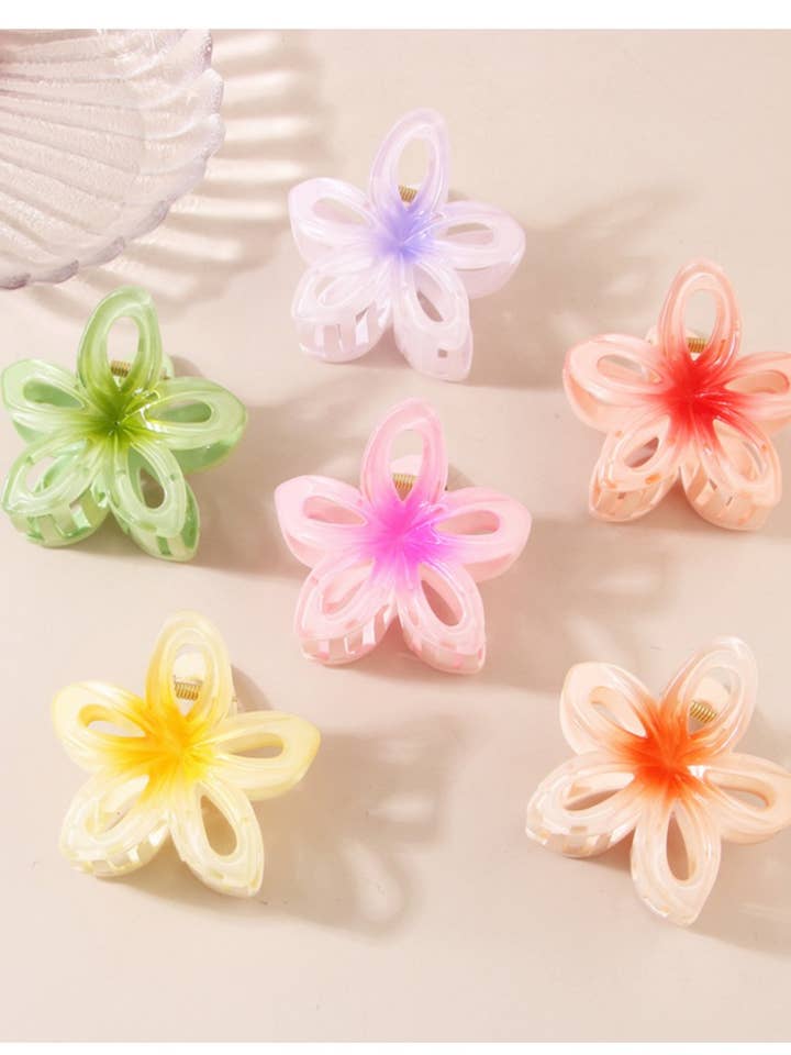 CWAHA1383_GRADIENT FLOWER HAIR CLAW CLIP for wholesale by NINEXIS