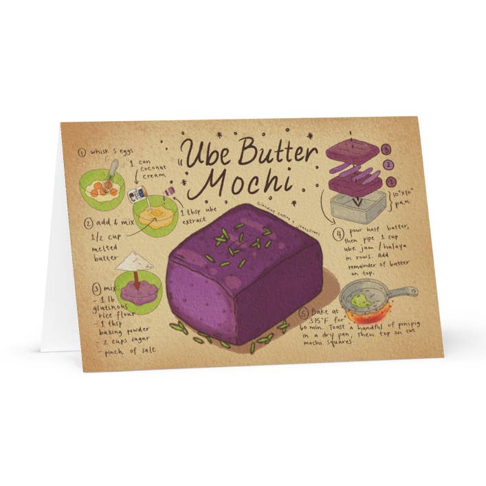 Claudine Castro Art - Wholesale Everyday Greeting Card - Ube Butter Mochi Recipe Blank Greeting Card0
