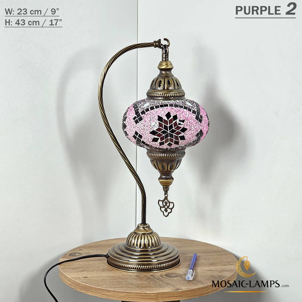 Mosaic Lamps - Wholesale Accent/Desk Lamp - 10+Colors - Gooseneck Large Globe Mosaic Table Lamp, Turkish65
