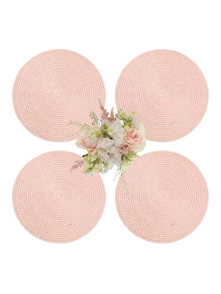 Round & Round Rattan Placemat Pink - Set of 4 for wholesale by Madame Smart Ltd