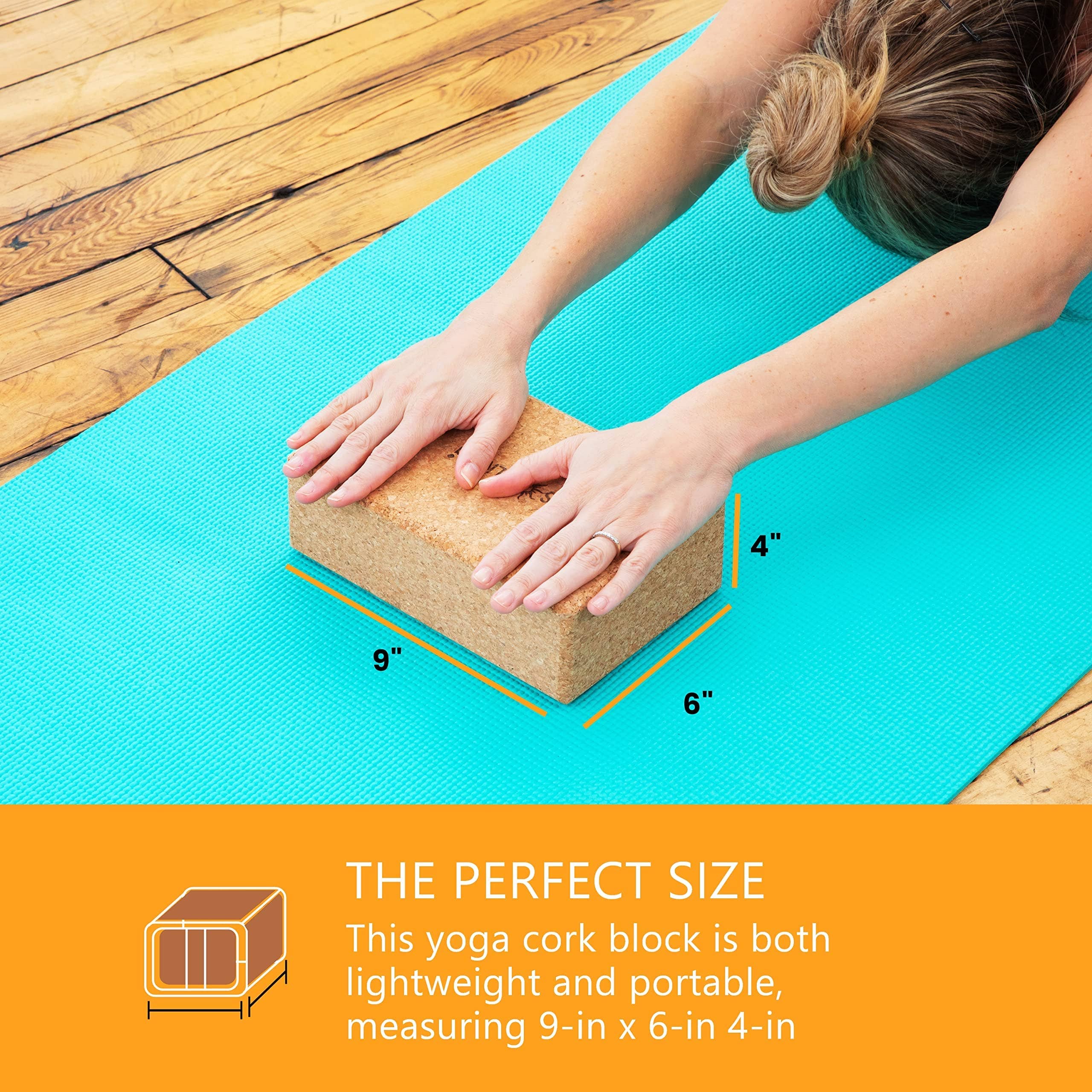 Brown Yoga Block - High-Density Brick - Cork, 3" x 6" for wholesale on Faire3