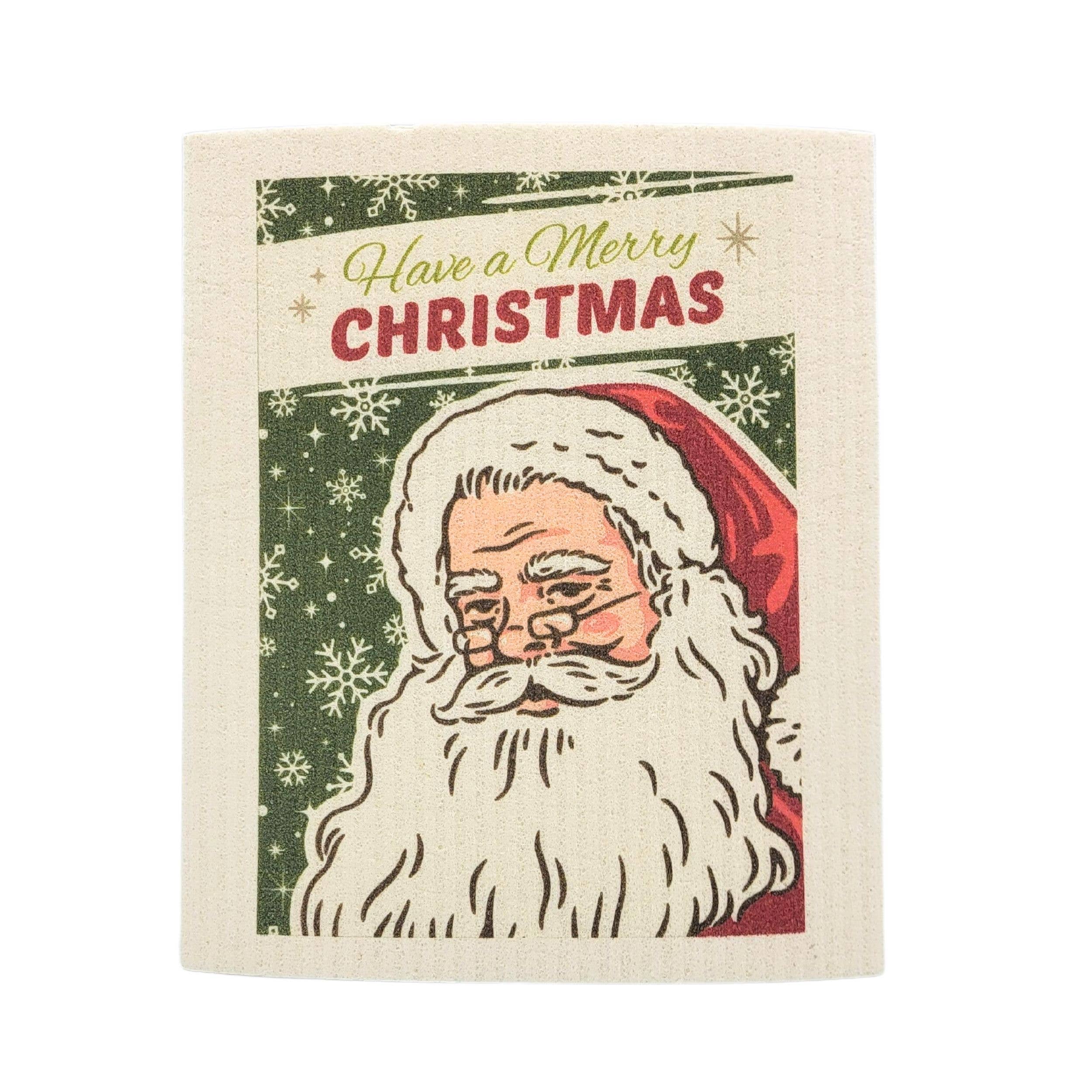 Driftless Studios - Wholesale Dishcloth - Have a Merry Christmas Santa Swedish Dishcloth