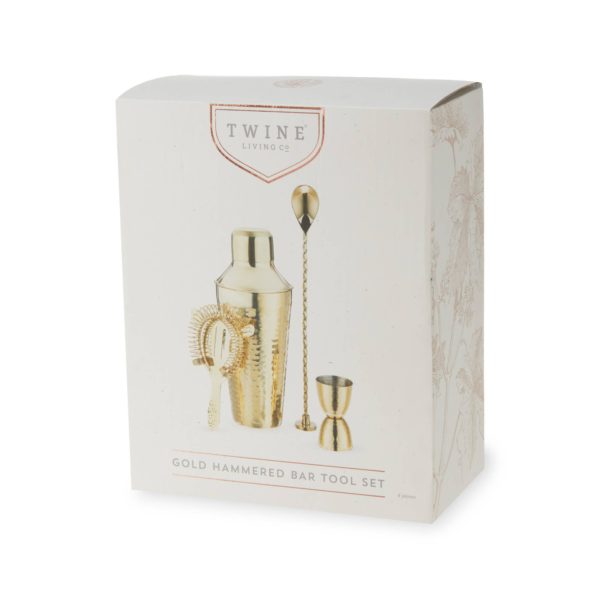 Twine - Wholesale Bar Tool - Gold Hammered Finish Stainless Steel Barware Set1