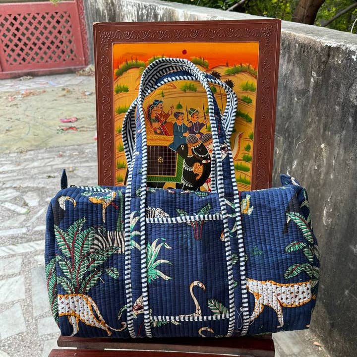 Bhawana Handicrafts - Wholesale Weekender Bag - Women's - Jungle Printed Duffle Bag Overnight Bags Large Quilted Bags