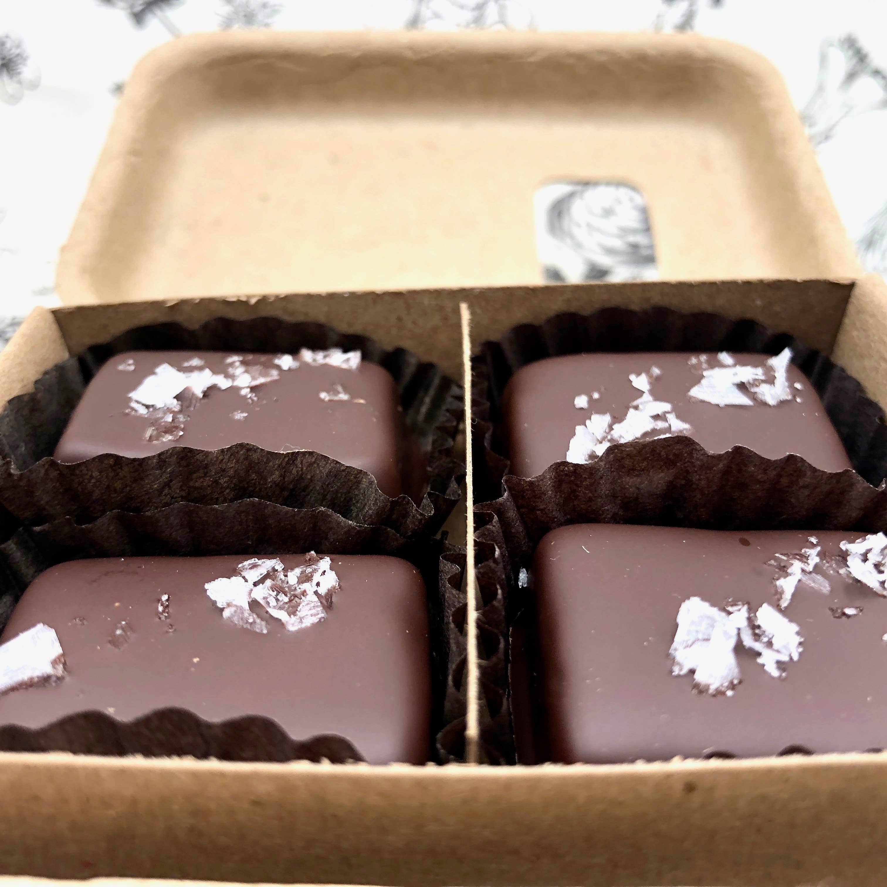 Farmhouse Chocolates - Wholesale Chocolate Covered Sweets - 4 Piece Dark Chocolate Covered Salted Caramels8